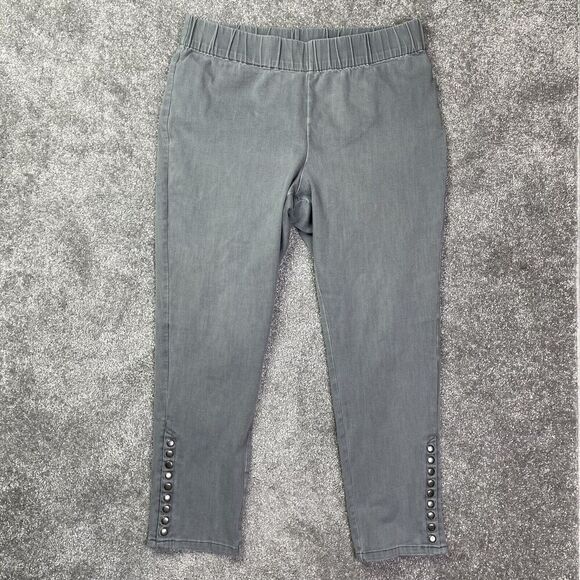Soft Surroundings Pants Women’s Large Petite Gray Skinny Pull On Stretch - Picture 1 of 12